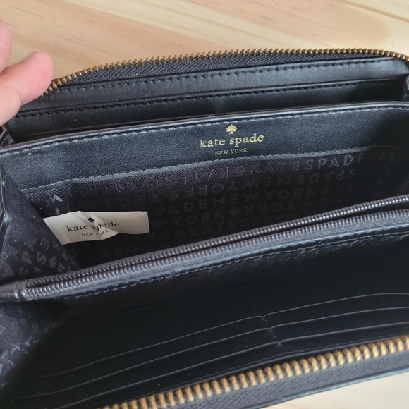 Kate Spade Studded Zip-Around Wallet Black - Picture 7 of 9